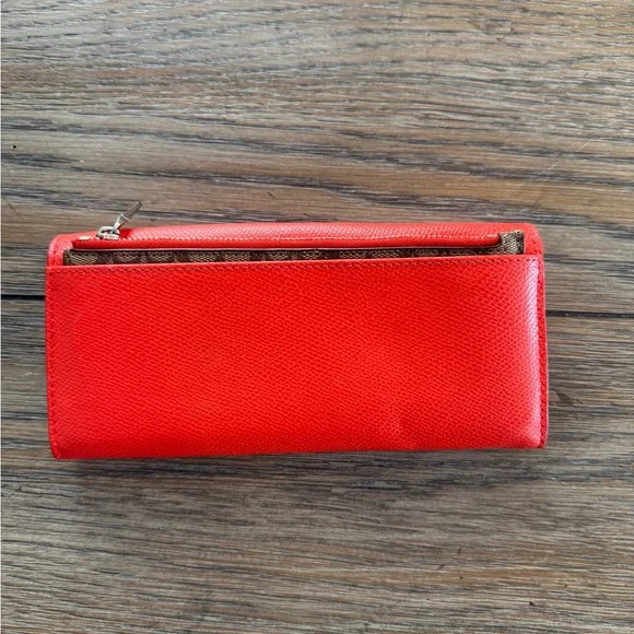 Coach Orange Leather Wallet and Brown Signature Pouch Set - Picture 5 of 7
